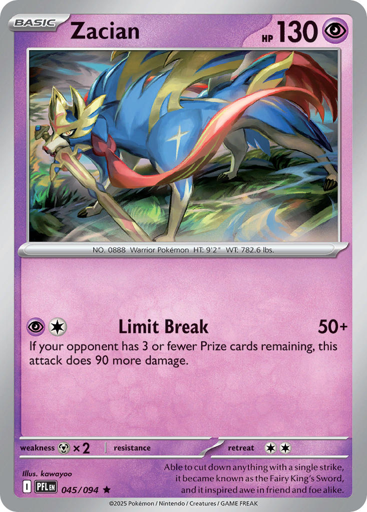 Zacian 045/094 - POKEMON MEGA EVOLUTION: PHANTASMAL FLAMES - Pokemon Single Card