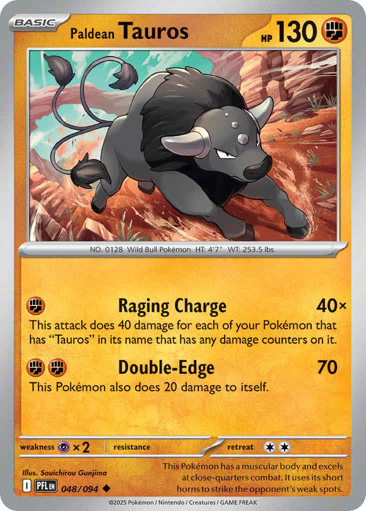 Paldean Tauros 048/094 - POKEMON MEGA EVOLUTION: PHANTASMAL FLAMES - Pokemon Single Card