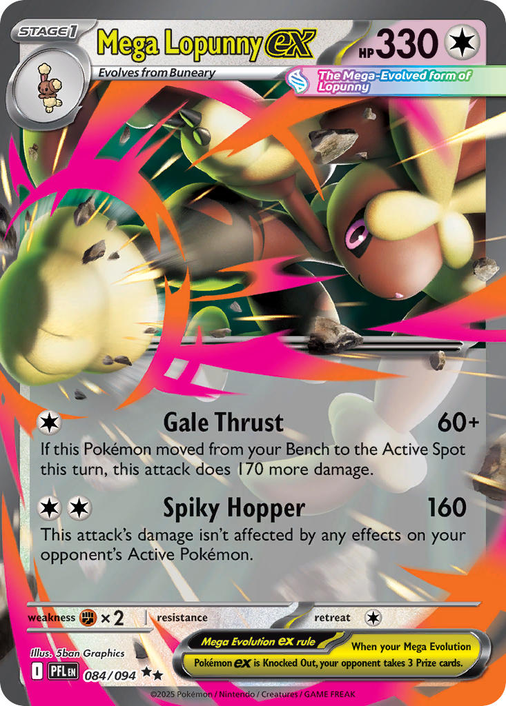 Mega Lopunny ex 084/094 - POKEMON MEGA EVOLUTION: PHANTASMAL FLAMES - Pokemon Single Card