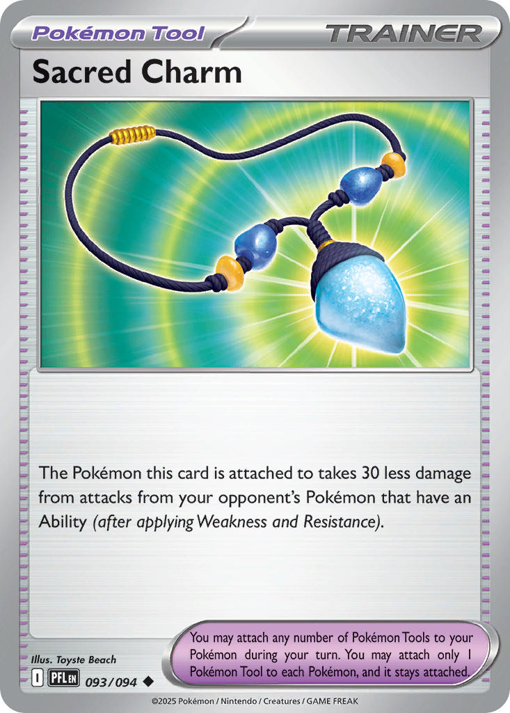 Sacred Charm 093/094 - POKEMON MEGA EVOLUTION: PHANTASMAL FLAMES - Pokemon Single Card
