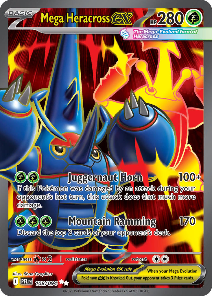 Mega Heracross ex 108/094 - POKEMON MEGA EVOLUTION: PHANTASMAL FLAMES - Pokemon Single Card