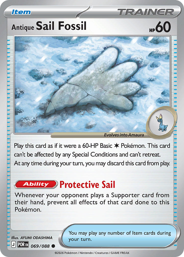Antique Sail Fossil 069/088 - POKEMON MEGA EVOLUTION: PERFECT ORDER - Pokemon Single Card
