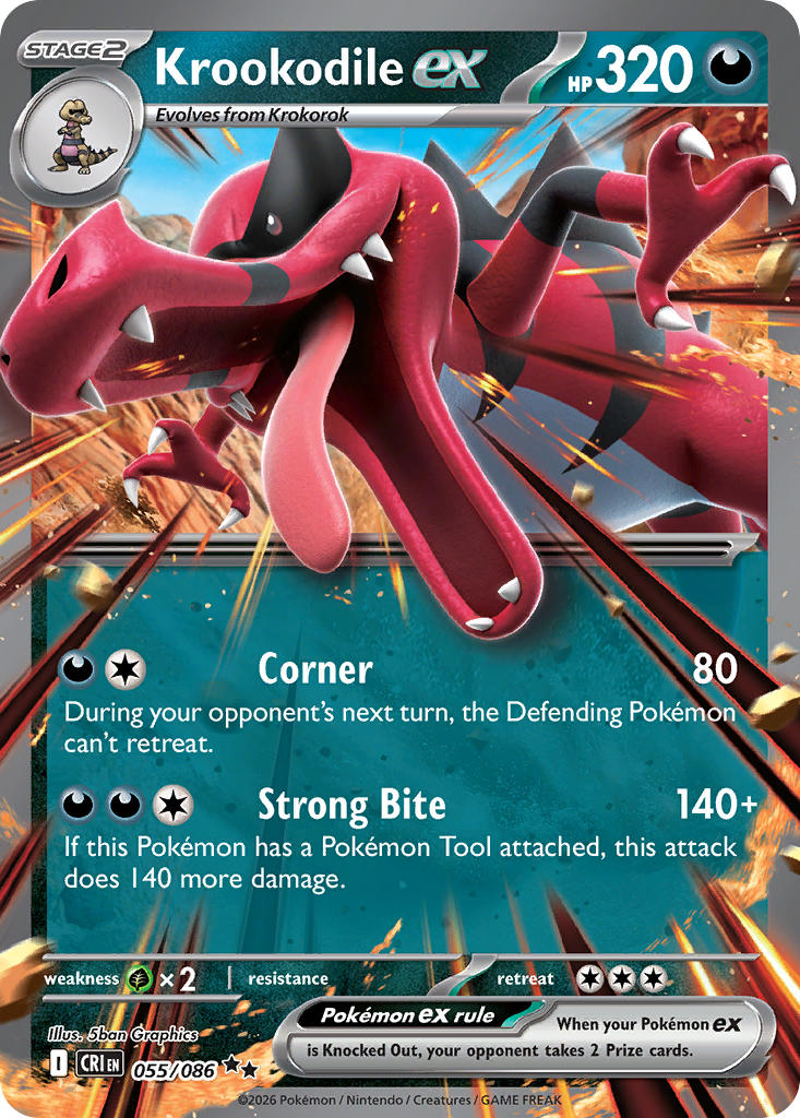 Krookodile ex 055/086 - POKEMON MEGA EVOLUTION: CHAOS RISING