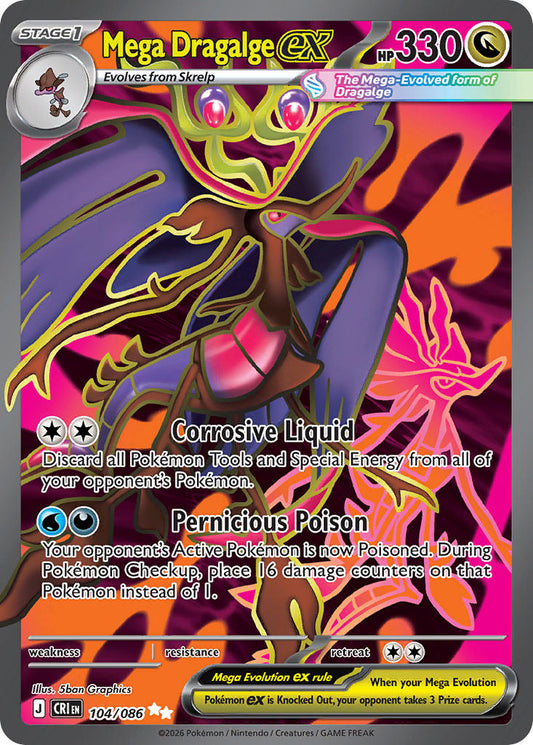 Mega Dragalge ex 104/086 - POKEMON MEGA EVOLUTION: CHAOS RISING - Pokemon Single Card
