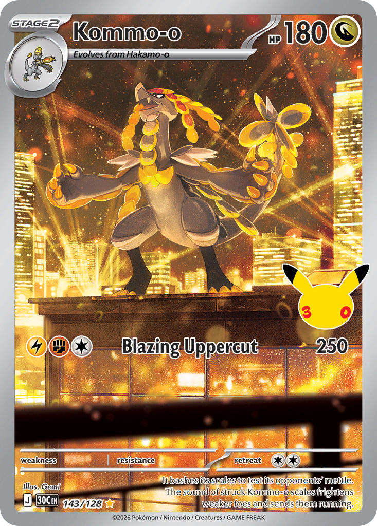 Kommo-o 143/128 - POKEMON: 30TH CELEBRATION - Pokemon Single Card