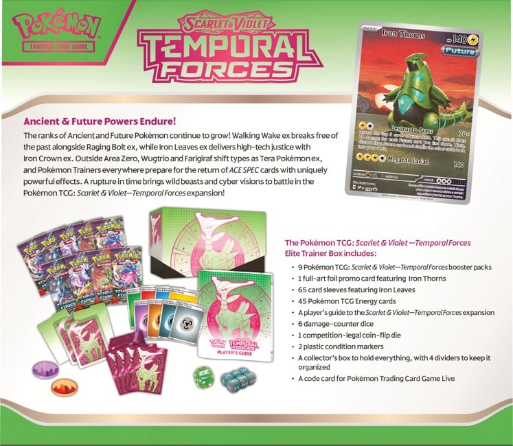 Pokemon Scarlet & Violet 5: Temporal Forces Elite Trainer Box - Iron Leaves