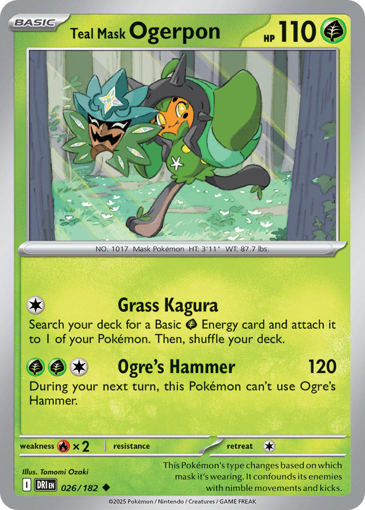 Teal Mask Ogerpon 026/182 - POKEMON SCARLET & VIOLET: DESTINED RIVALS - Pokemon Single Card