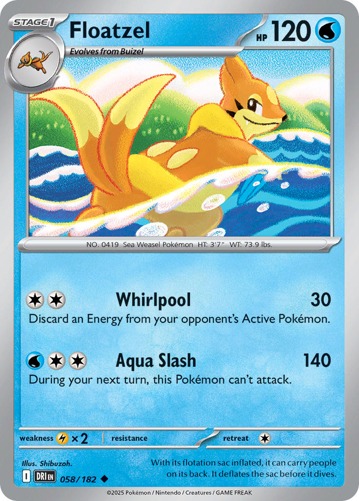 Floatzel 058/182 - POKEMON SCARLET & VIOLET: DESTINED RIVALS - Pokemon Single Card