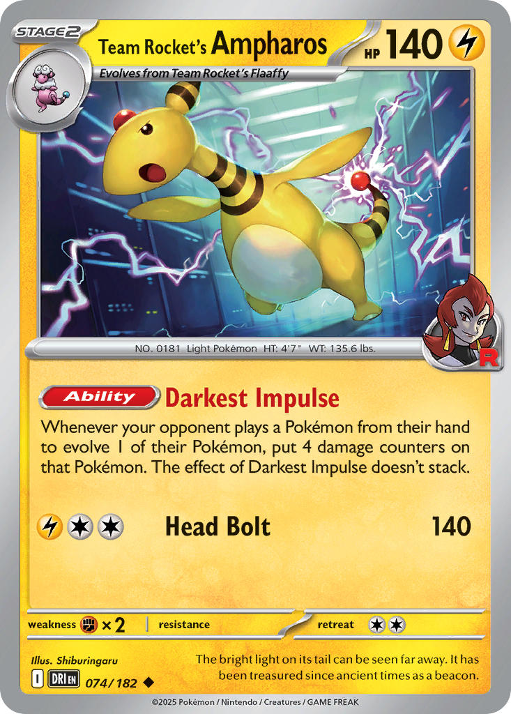 Team Rocket's Ampharos 074/182 - POKEMON SCARLET & VIOLET: DESTINED RIVALS