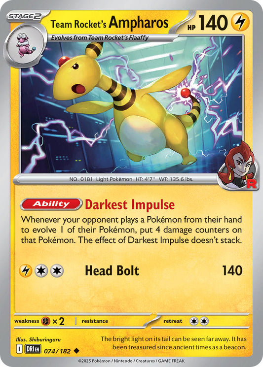 Team Rocket's Ampharos 074/182 - POKEMON SCARLET & VIOLET: DESTINED RIVALS