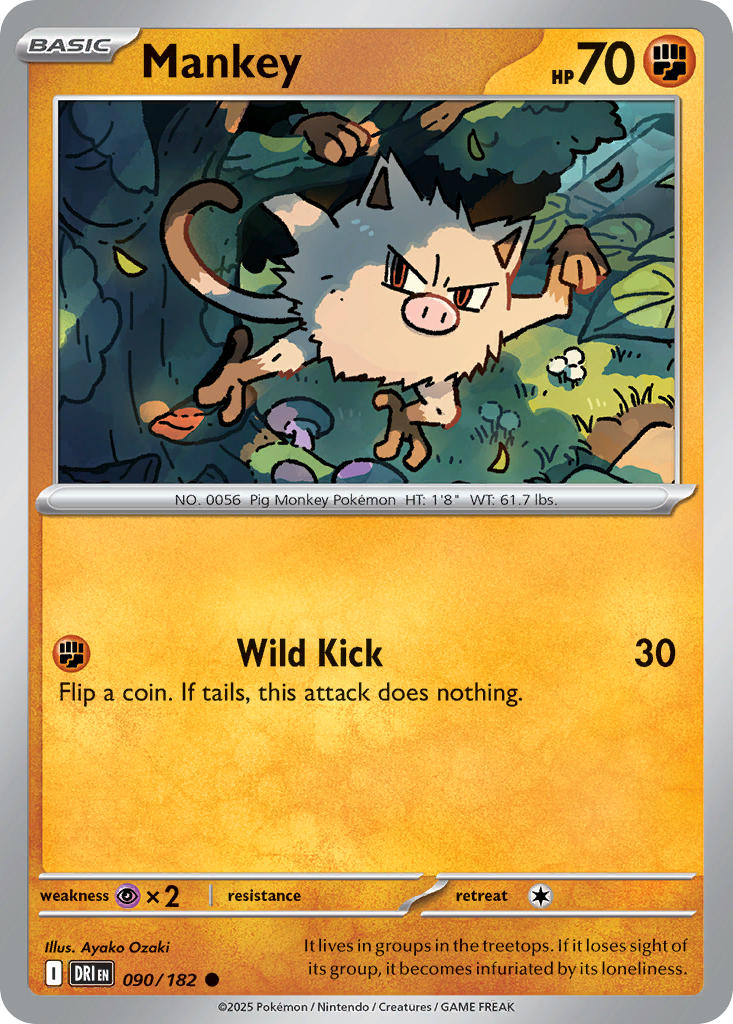 Mankey 090/182 - POKEMON SCARLET & VIOLET: DESTINED RIVALS - Pokemon Single Card