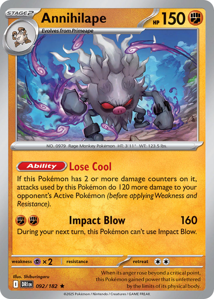 Annihilape 092/182 - POKEMON SCARLET & VIOLET: DESTINED RIVALS - Pokemon Single Card
