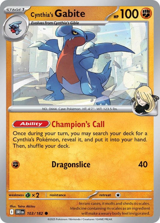 Cynthia's Gabite 103/182 - POKEMON SCARLET & VIOLET: DESTINED RIVALS