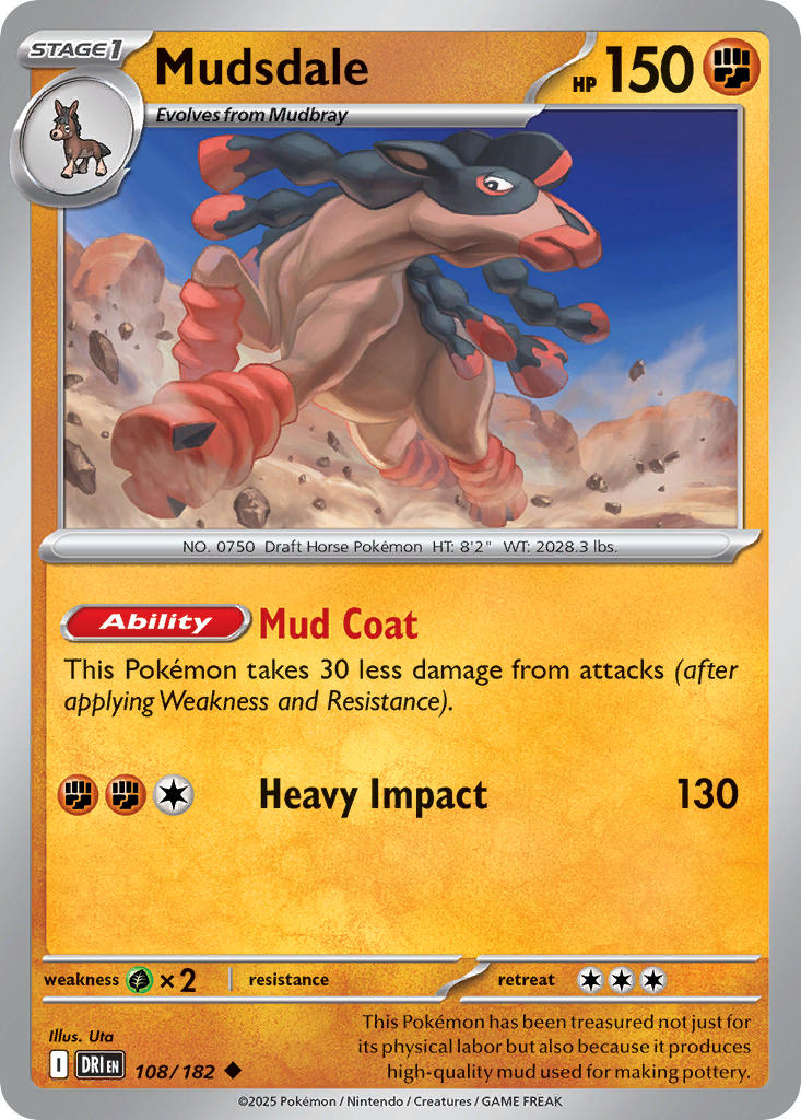 Mudsdale 108/182 - POKEMON SCARLET & VIOLET: DESTINED RIVALS - Pokemon Single Card