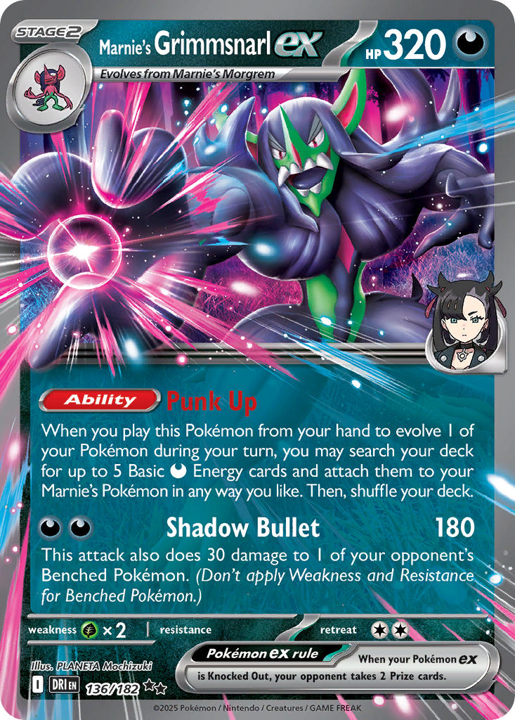 Marnie's Grimmsnarl ex 136/182 - POKEMON SCARLET & VIOLET: DESTINED RIVALS - Pokemon Single Card
