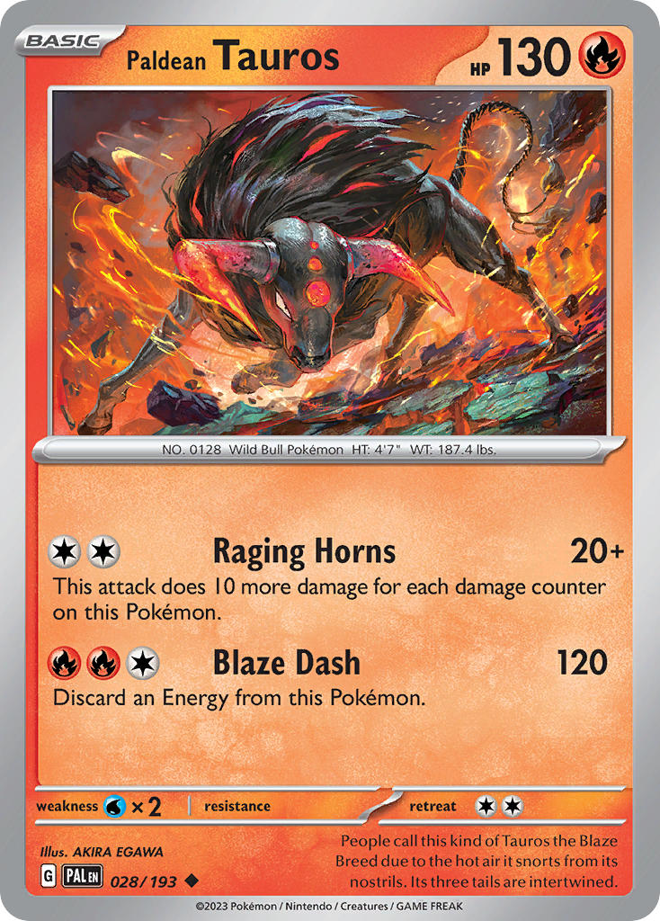 Paldean Tauros 028/193 - POKEMON SCARLET & VIOLET: PALDEA EVOLVED - Pokemon Single Card