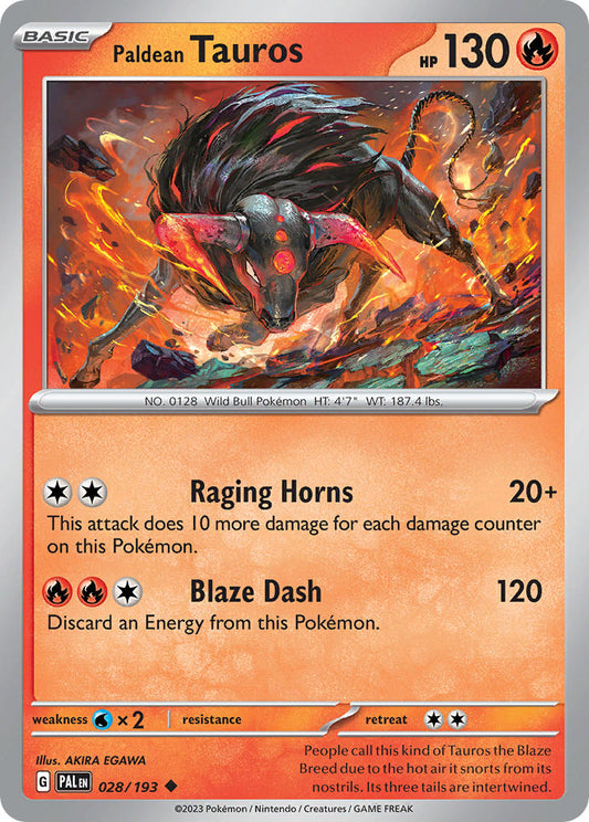 Paldean Tauros 028/193 - POKEMON SCARLET & VIOLET: PALDEA EVOLVED - Pokemon Single Card