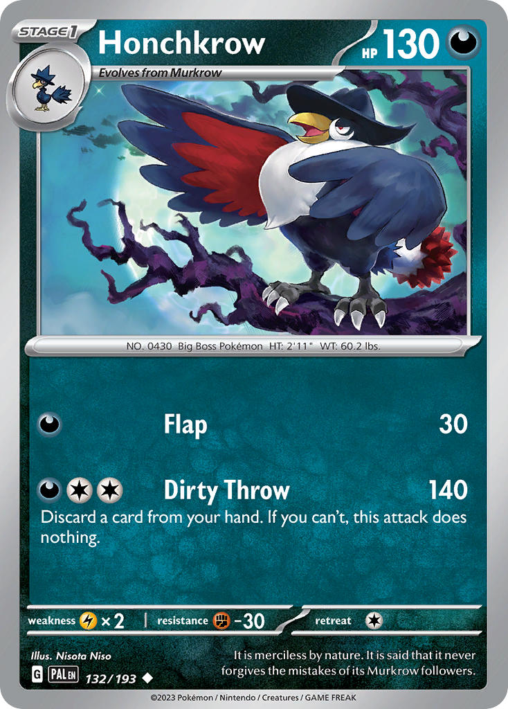 Honchkrow 132/193 - POKEMON SCARLET & VIOLET: PALDEA EVOLVED - Pokemon Single Card