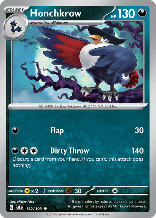 Honchkrow 132/193 - POKEMON SCARLET & VIOLET: PALDEA EVOLVED - Pokemon Single Card
