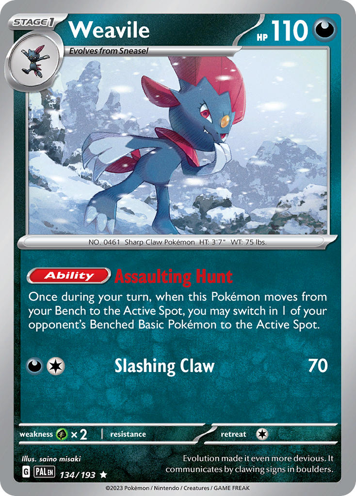 Weavile 134/193 - POKEMON SCARLET & VIOLET: PALDEA EVOLVED - Pokemon Single Card