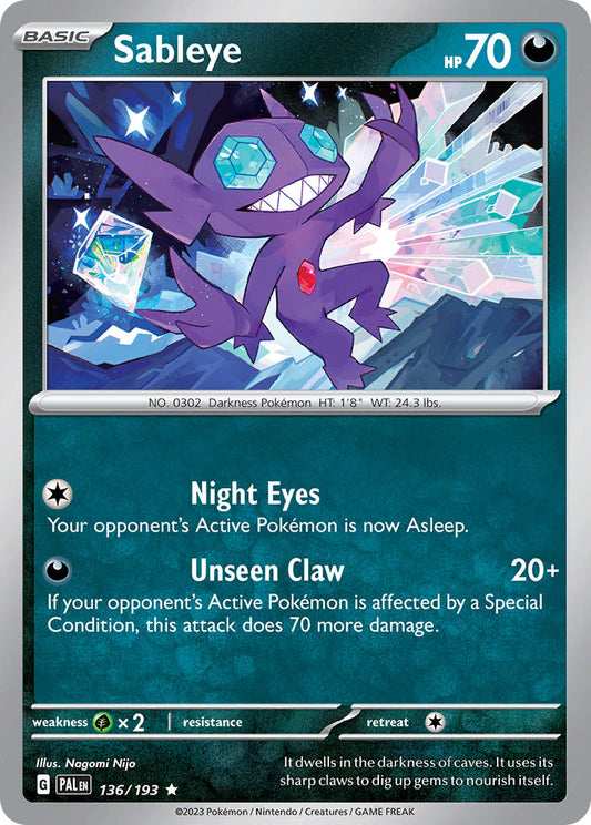 Sableye 136/193 - POKEMON SCARLET & VIOLET: PALDEA EVOLVED - Pokemon Single Card