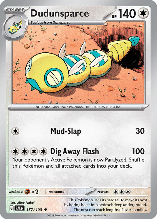 Dudunsparce 157/193 - POKEMON SCARLET & VIOLET: PALDEA EVOLVED - Pokemon Single Card