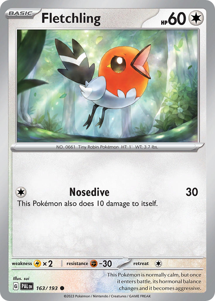 Fletchling 163/193 - POKEMON SCARLET & VIOLET: PALDEA EVOLVED - Pokemon Single Card