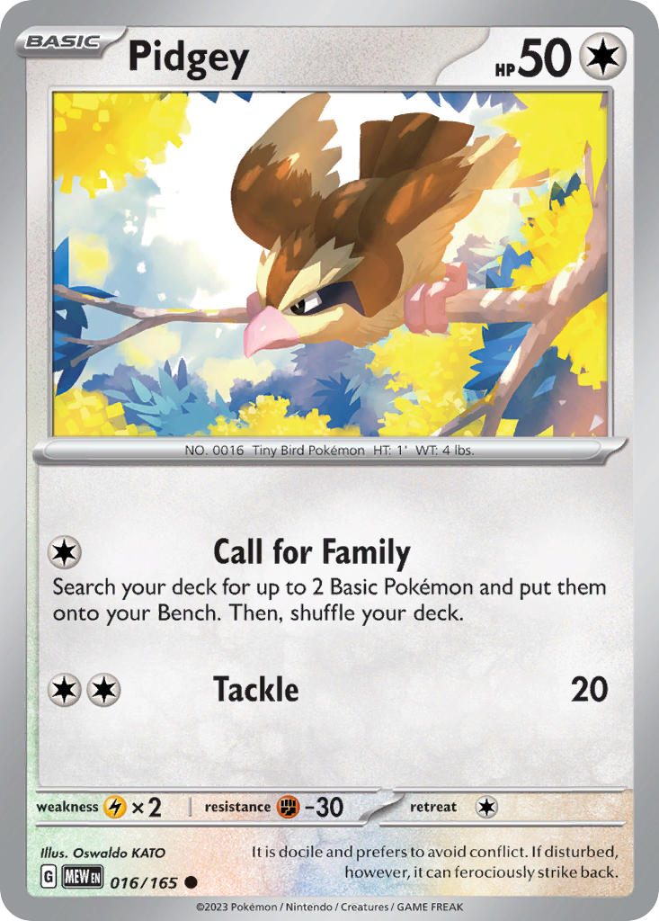 016/165 Pidgey - SCARLET AND VIOLET: 151 - Pokemon Single Card