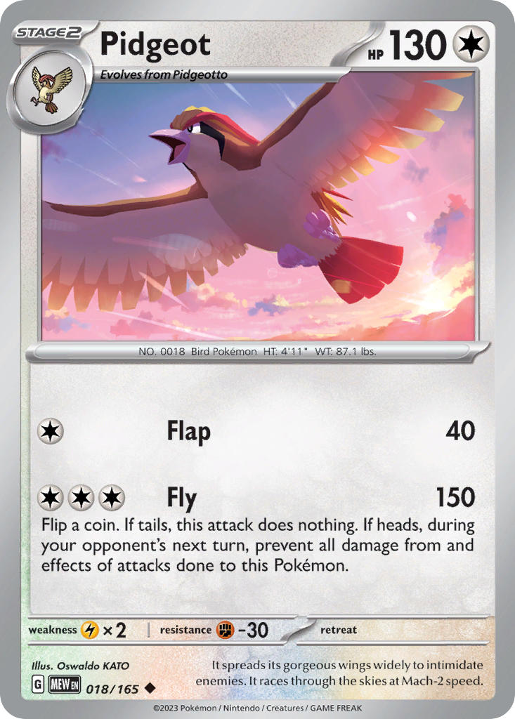 018/165 Pidgeot - SCARLET AND VIOLET: 151 - Pokemon Single Card