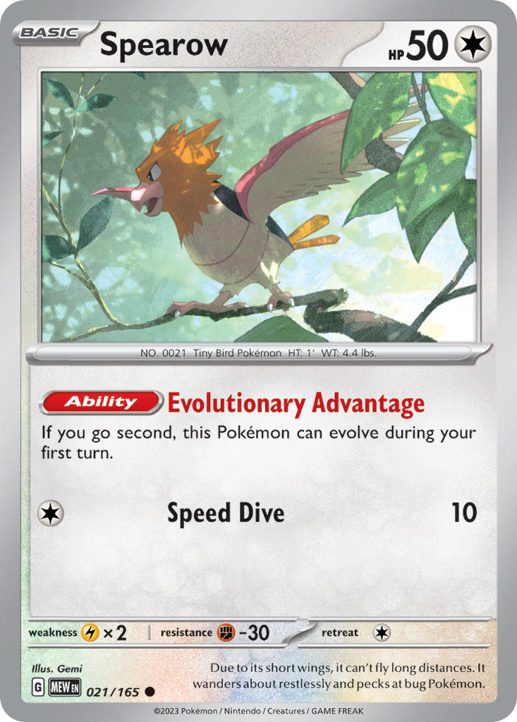 021/165 Spearow - SCARLET AND VIOLET: 151 - Pokemon Single Card