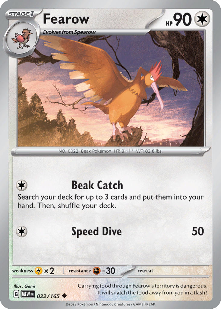 022/165 Fearow - SCARLET AND VIOLET: 151 - Pokemon Single Card