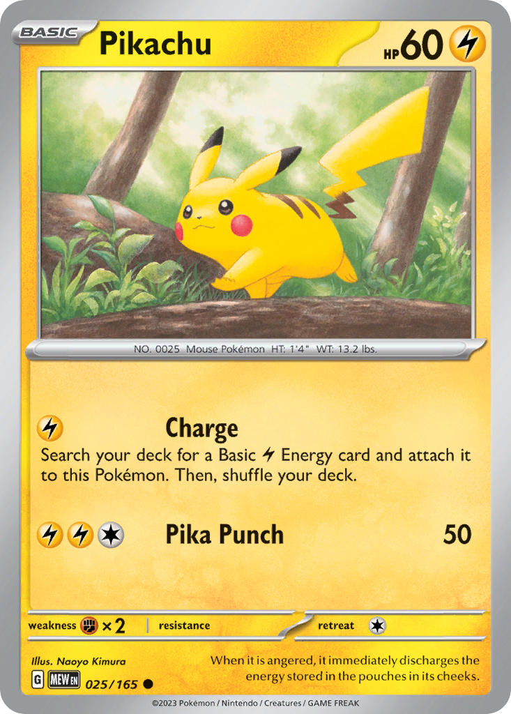 025/165 Pikachu - SCARLET AND VIOLET: 151 - Pokemon Single Card