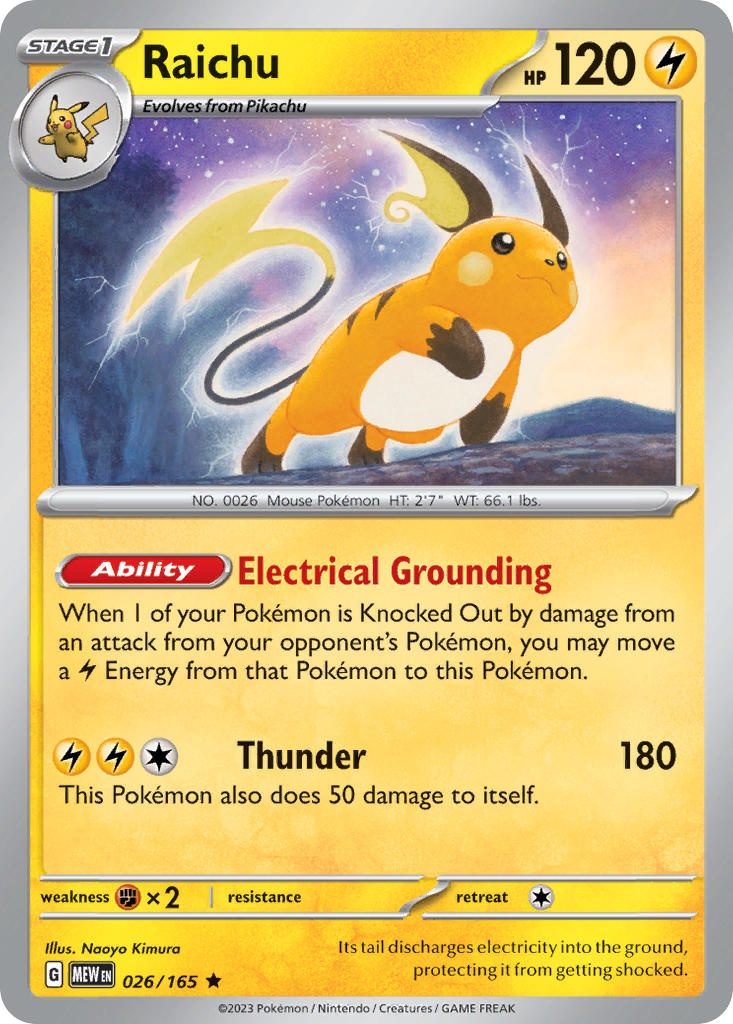 026/165 Raichu - SCARLET AND VIOLET: 151 - Pokemon Single Card