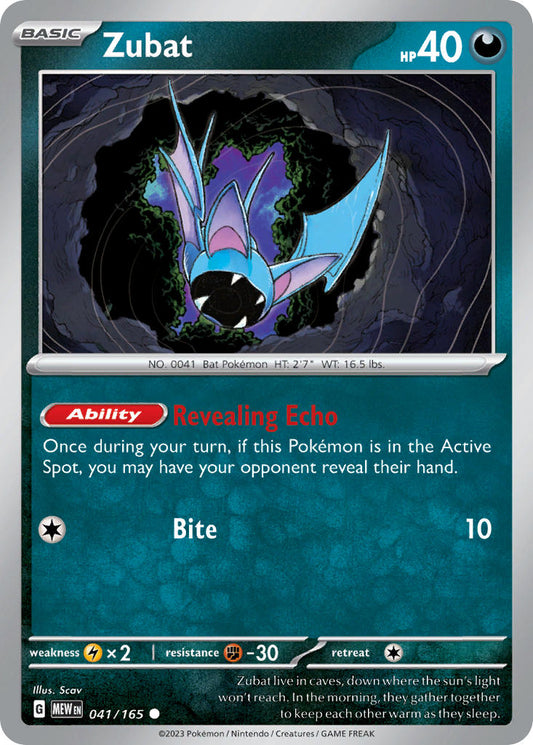 041/165 Zubat - SCARLET AND VIOLET: 151 - Pokemon Single Card