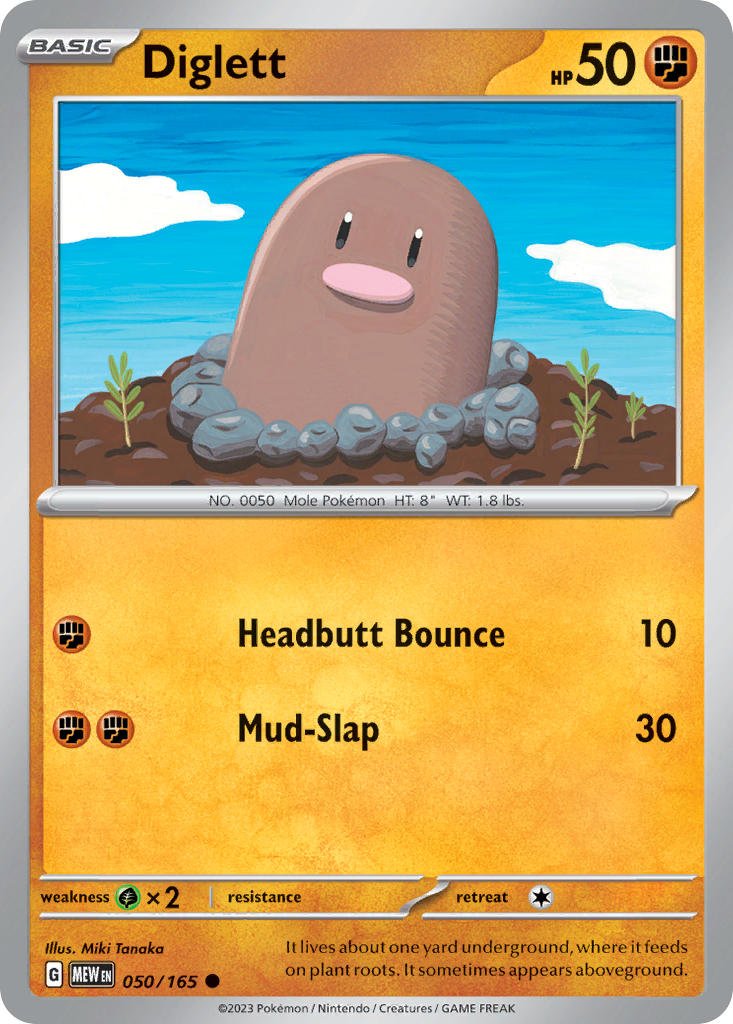 050/165 Diglett - SCARLET AND VIOLET: 151 - Pokemon Single Card