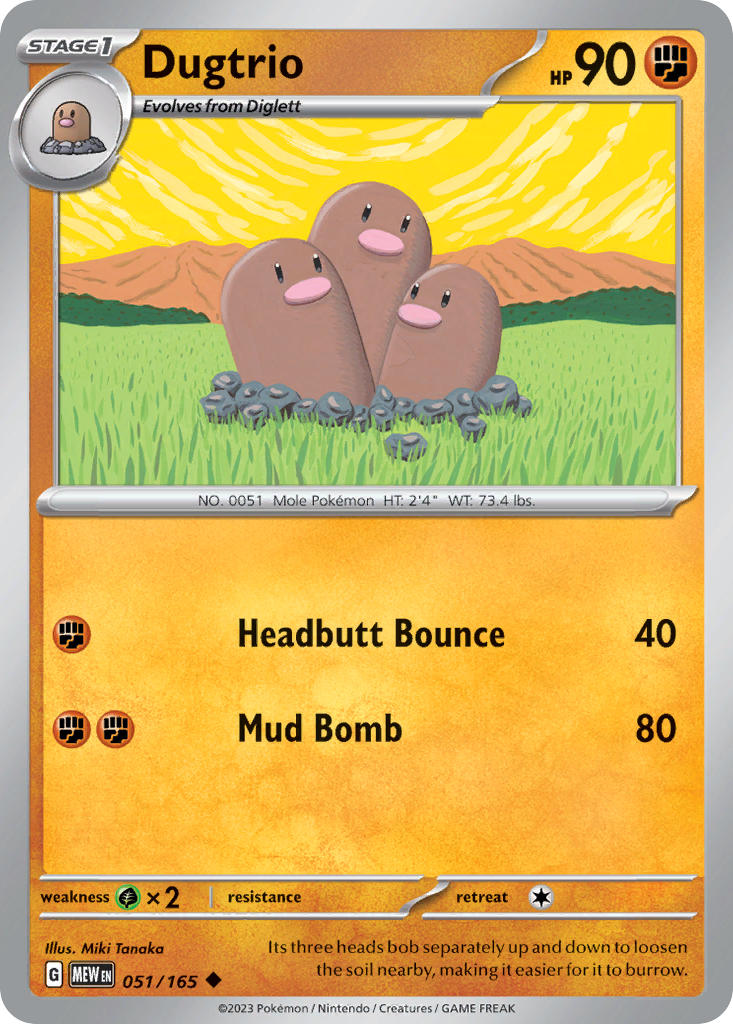 051/165 Dugtrio - SCARLET AND VIOLET: 151 - Pokemon Single Card