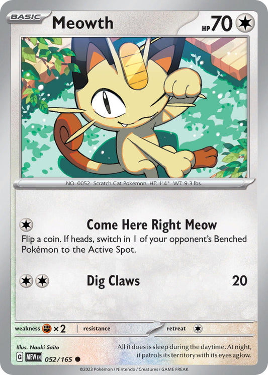 052/165 Meowth - SCARLET AND VIOLET: 151 - Pokemon Single Card