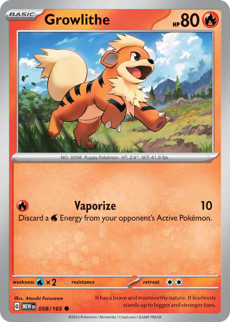 058/165 Growlithe - SCARLET AND VIOLET: 151 - Pokemon Single Card