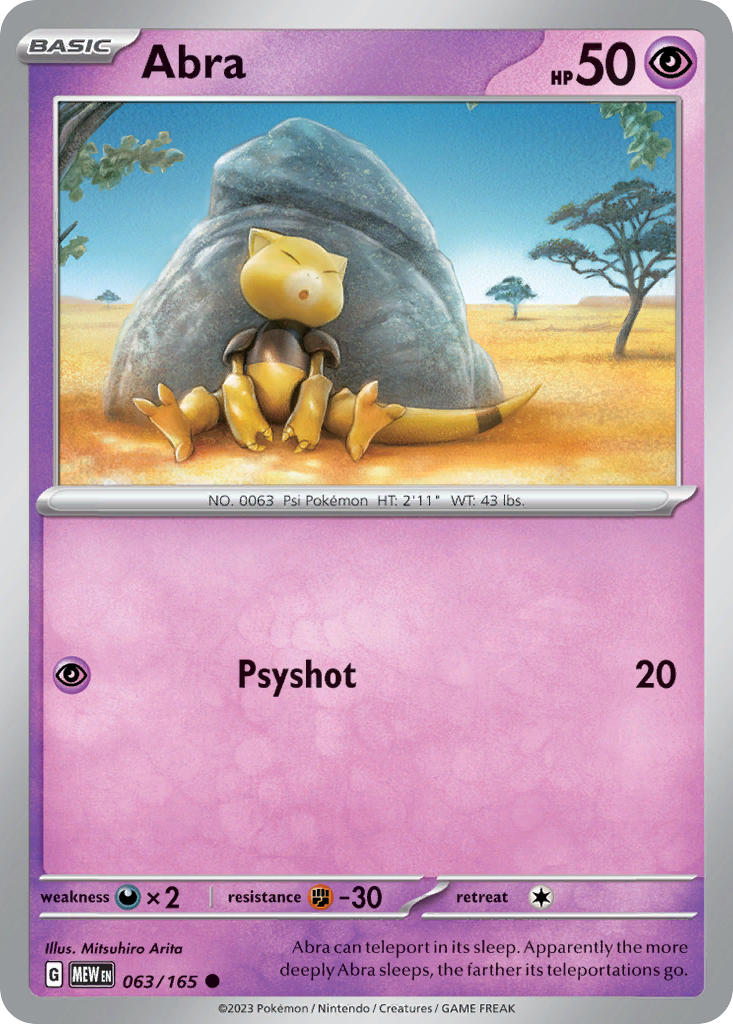 063/165 Abra - SCARLET AND VIOLET: 151 - Pokemon Single Card