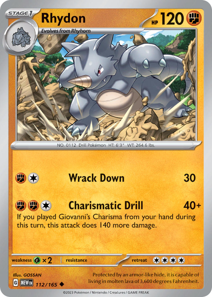 112/165 Rhydon - SCARLET AND VIOLET: 151 - Pokemon Single Card