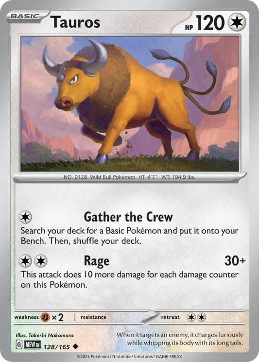 128/165 Tauros - SCARLET AND VIOLET: 151 - Pokemon Single Card