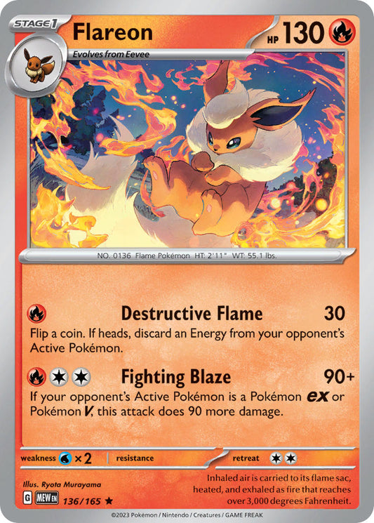 136/165 Flareon - SCARLET AND VIOLET: 151 - Pokemon Single Card