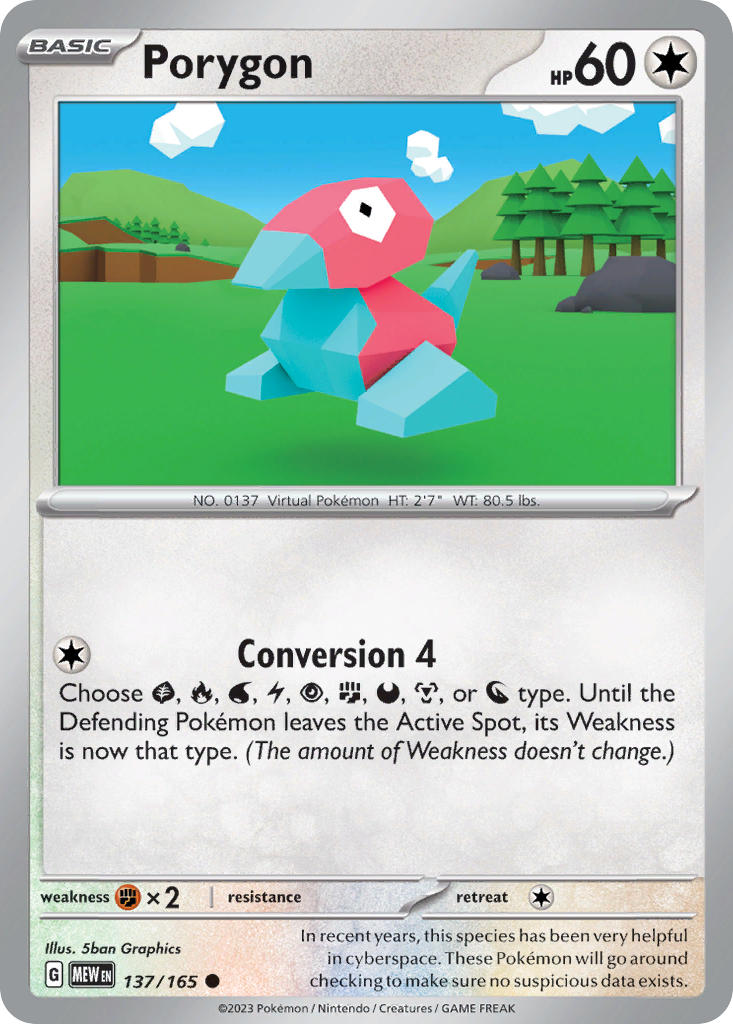 137/165 Porygon - SCARLET AND VIOLET: 151 - Pokemon Single Card