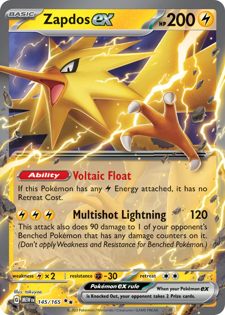 145/165 Zapdos ex - SCARLET AND VIOLET: 151 - Pokemon Single Card