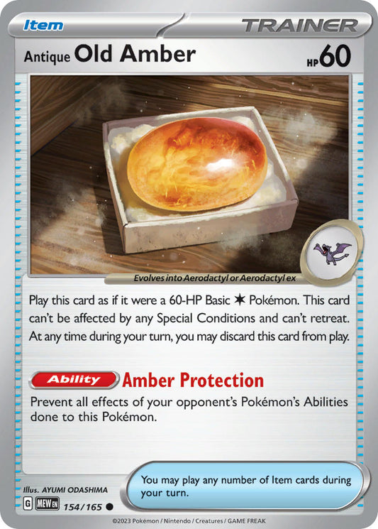 154/165 Antique old amber - SCARLET AND VIOLET: 151 - Pokemon Single Card