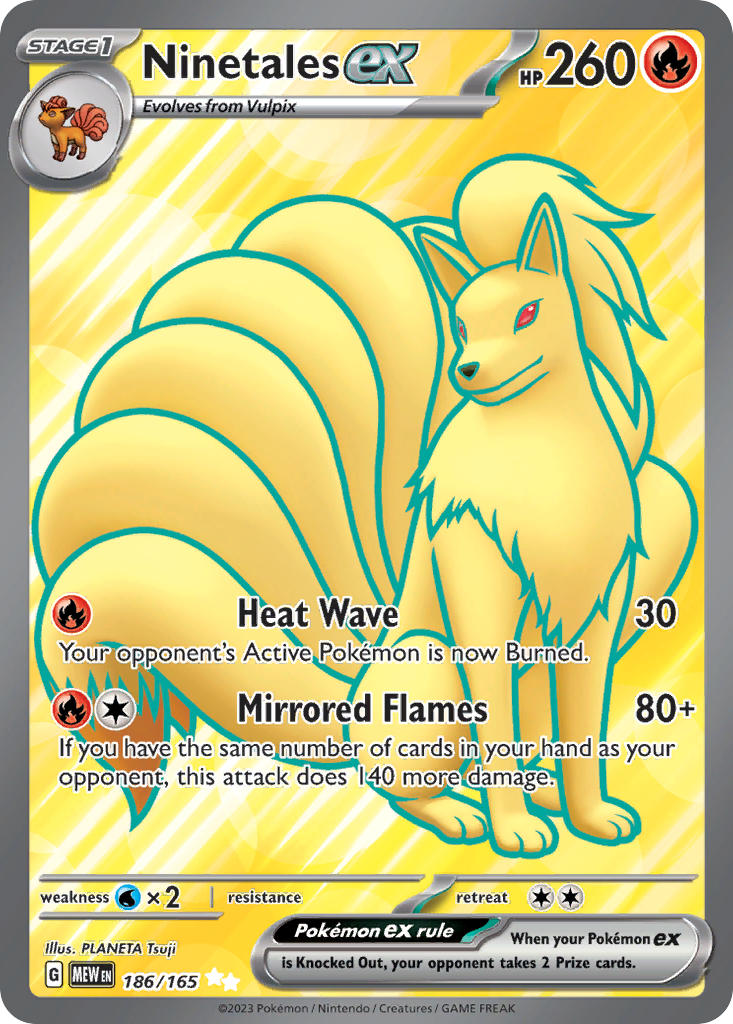 186/165 Ninetales EX FULL ART - SCARLET AND VIOLET: 151 - Pokemon Single Card