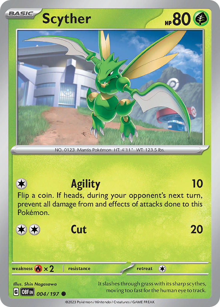 004/197 Scyther - SCARLET AND VIOLET: OBSIDIAN FLAMES - Pokemon Single Card