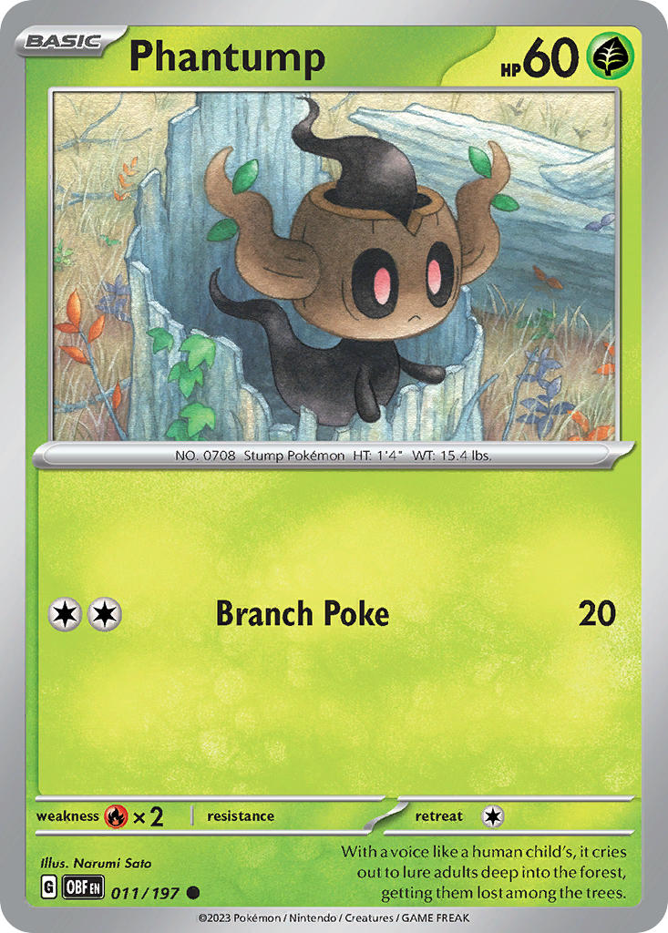 011/197 Phantump - SCARLET AND VIOLET: OBSIDIAN FLAMES - Pokemon Single Card