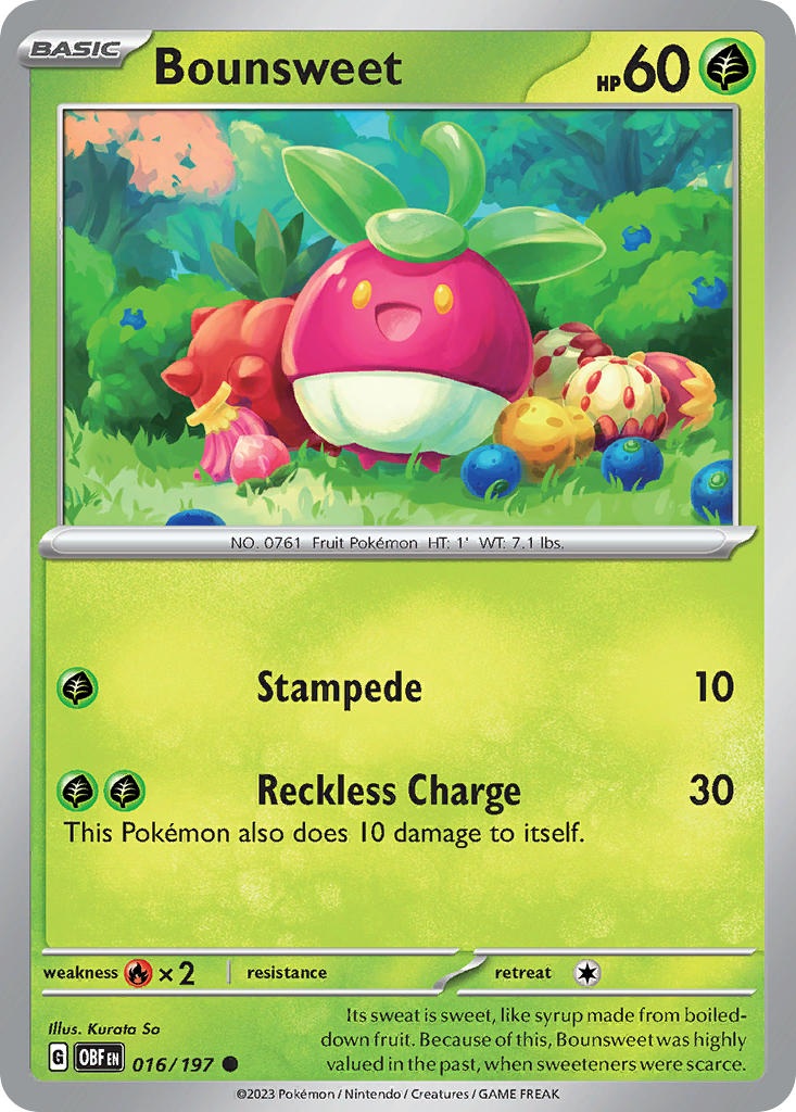 016/197 Bounsweet - SCARLET AND VIOLET: OBSIDIAN FLAMES - Pokemon Single Card