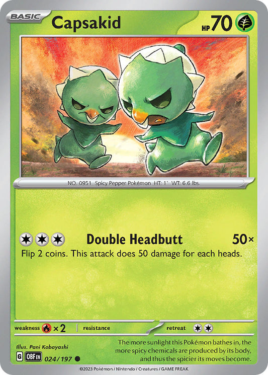 024/197 Capsakid - SCARLET AND VIOLET: OBSIDIAN FLAMES - Pokemon Single Card